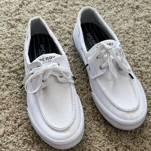 Sperry Men's Canvas Boat Shoes in White